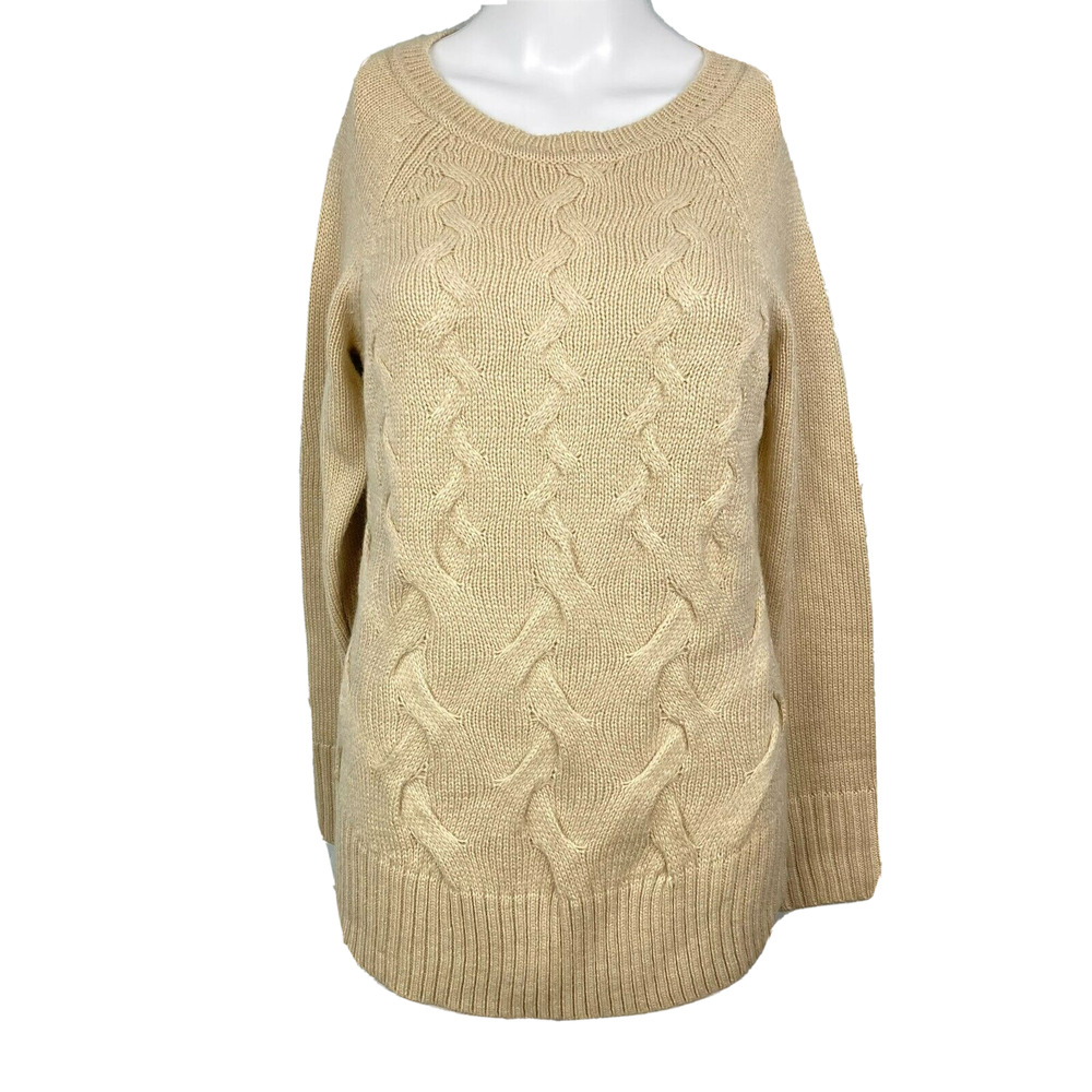 41 Hawthorn Sweater Womens Sz XS Beige Cable Knit Long Sleeve Pullover Soft Cozy